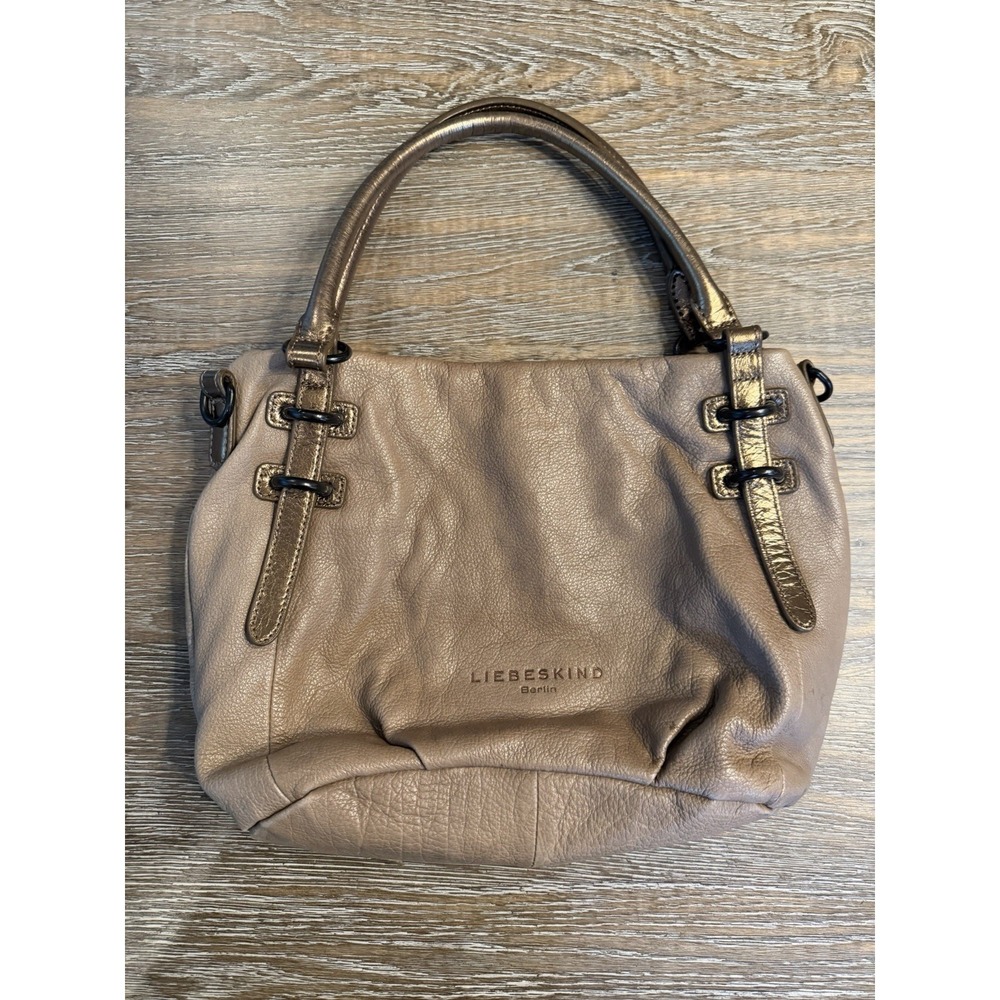 LIEBESKIND Berlin Leather Shoulder Bag Brown Rectangular Pebbled
